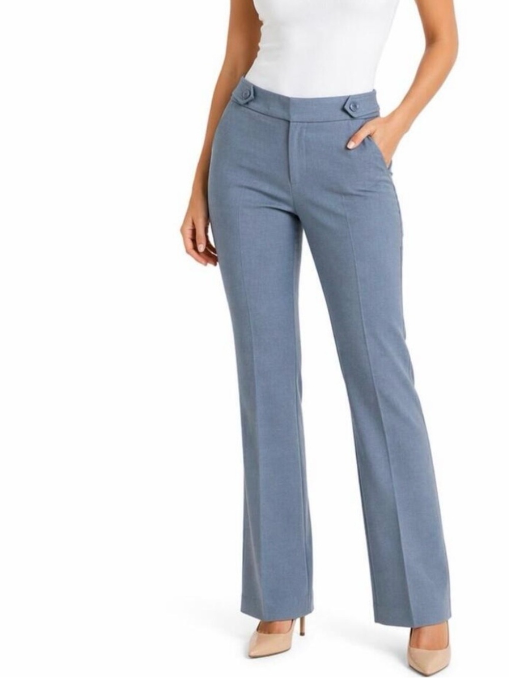 LOFT Women's Gray Dress Pants with Hook Closure